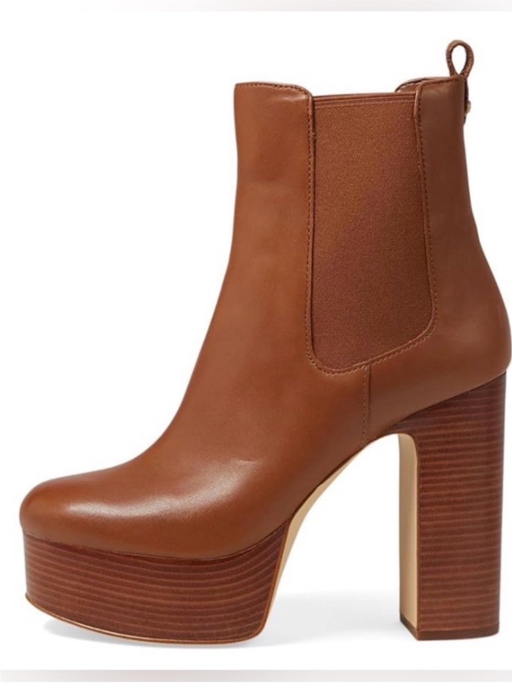 Brown Leather Platform Chelsea Bootie - Women